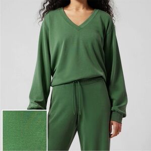 Athleta Green V-Neck Sweatshirt